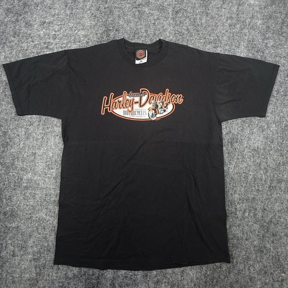 Harley Davidson T-Shirt Mens L Black Motorcycle Graphic Made in USA Vintage 1998